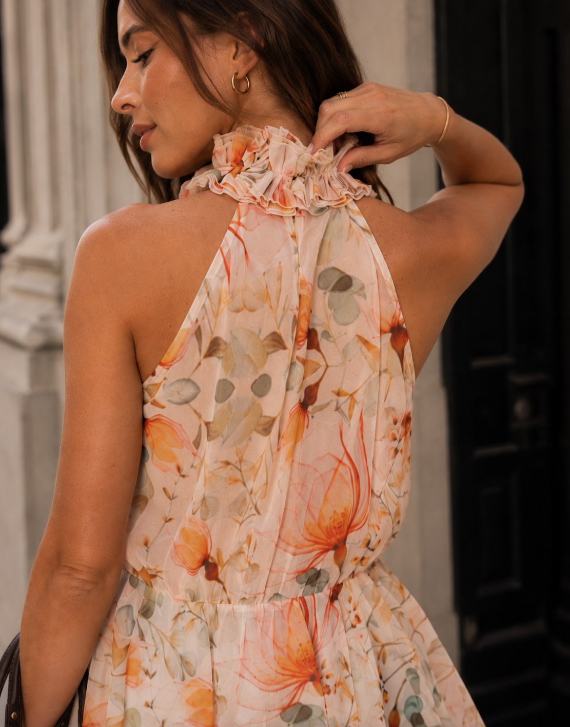 Floral Halter Peplum Top - Multi