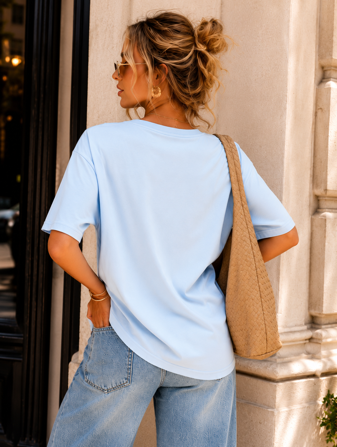 Short Sleeve T Shirt - Light Blue