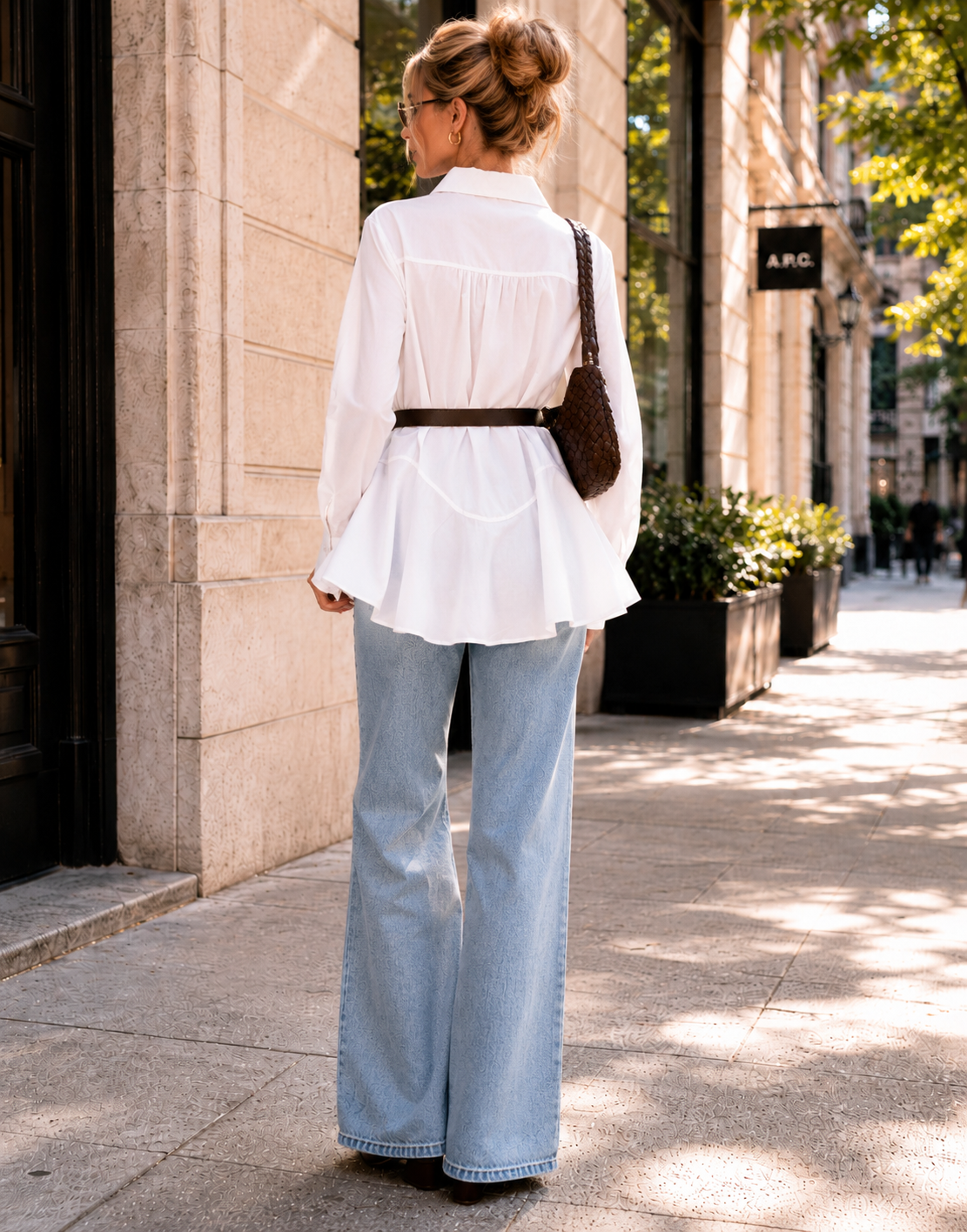 White Button-Down Flowy Blouse - White