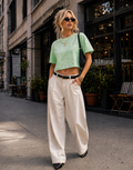 Speckled Short Sleeve Crop Top - Green