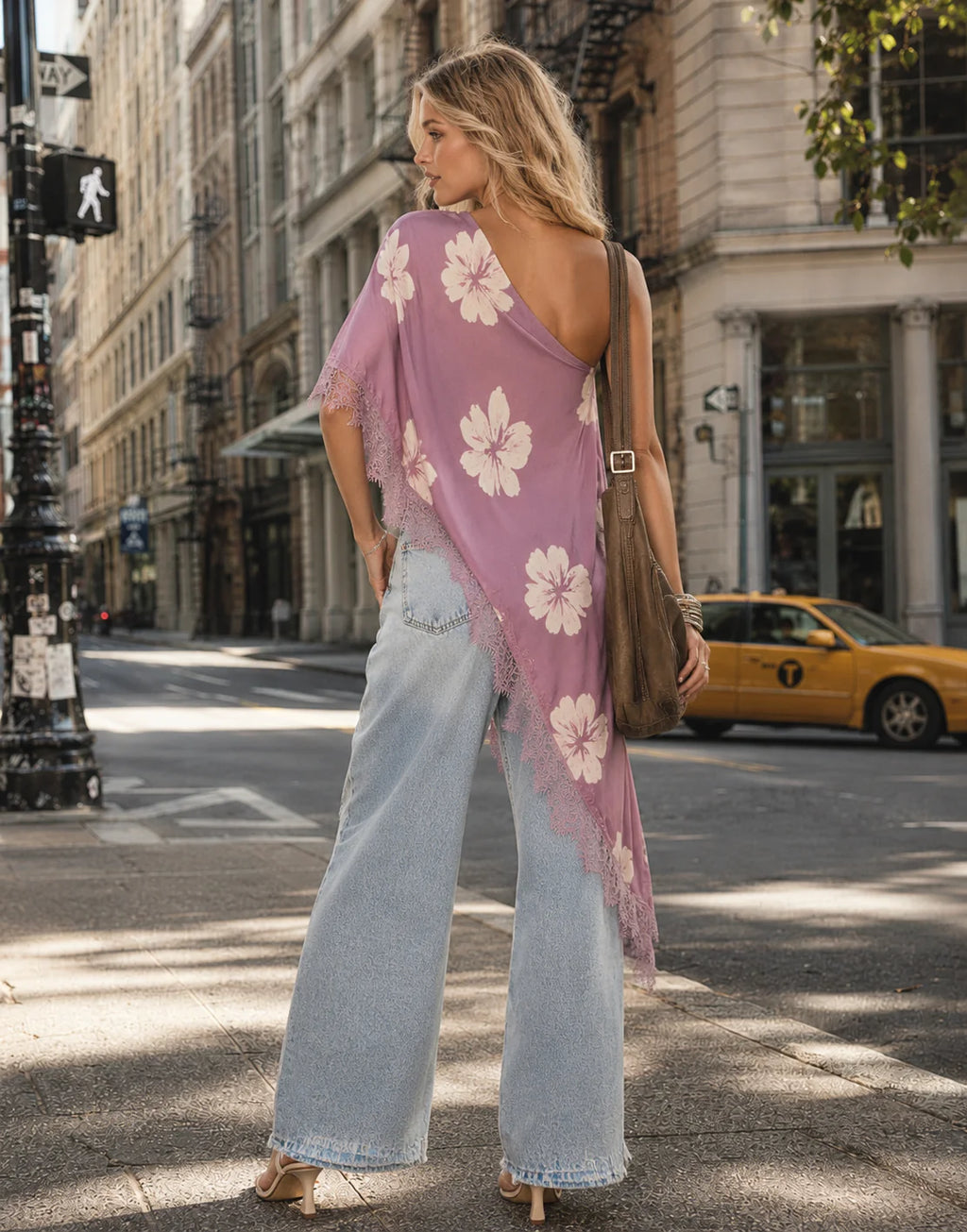 Asymmetrical Floral Top - Purple