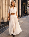 Chiffon Top and Maxi Skirt Set - Beige