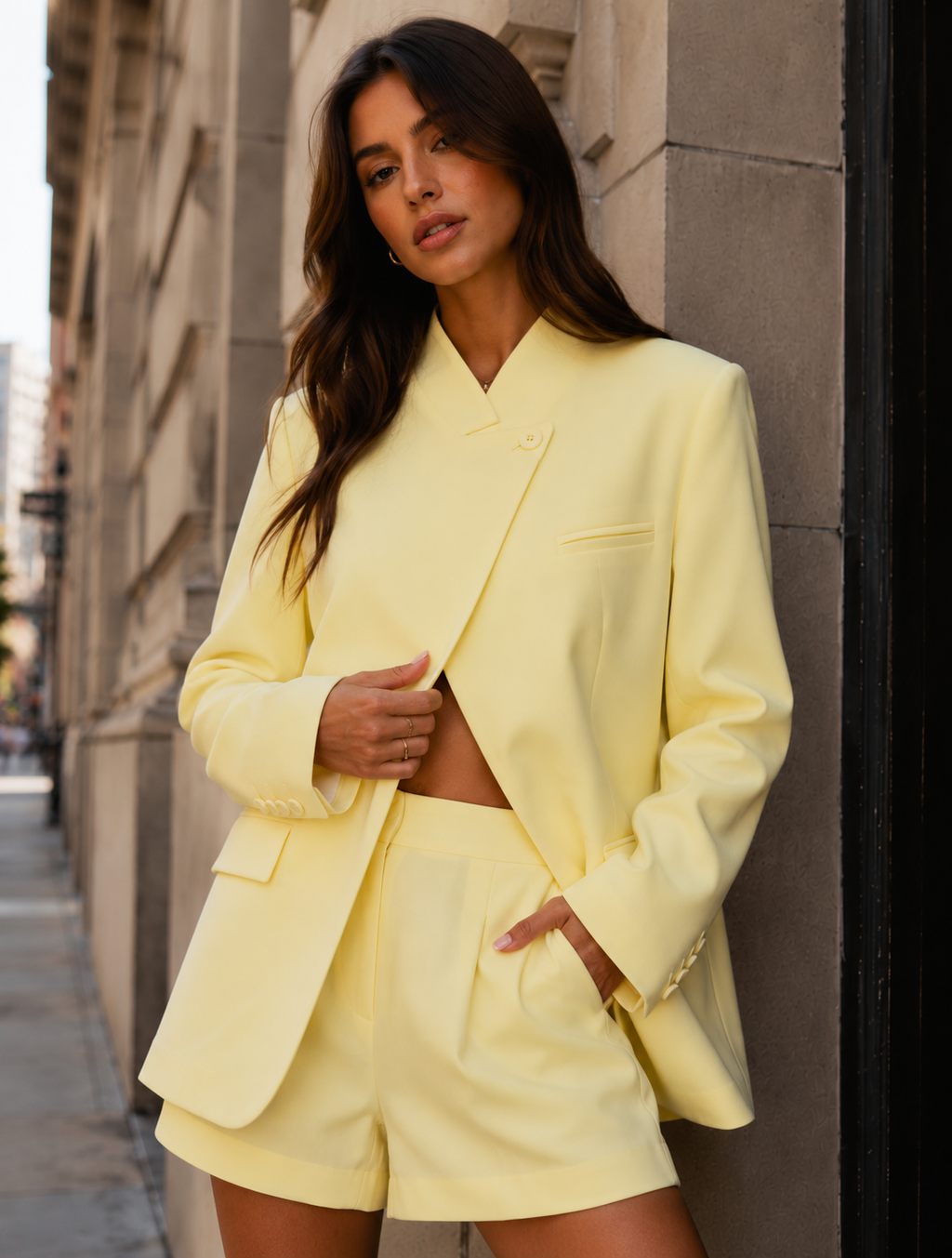 Asymmetrical Blazer - Yellow