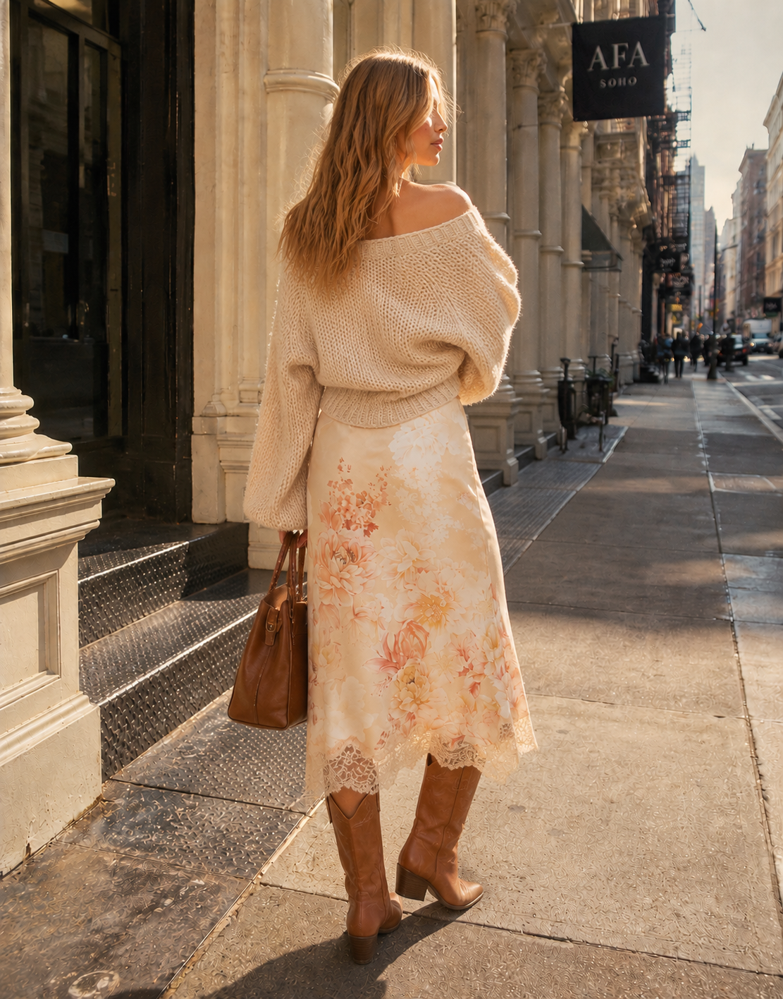 Floral Midi Skirt - Yellow