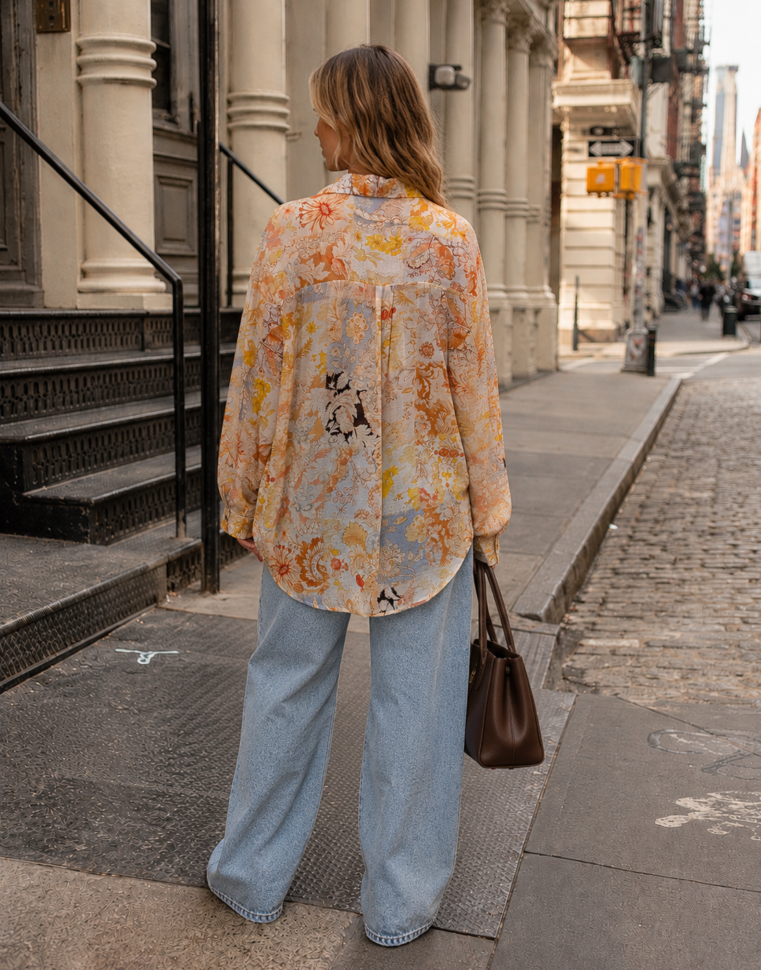 Floral Button-Down Tunic Top - Multi