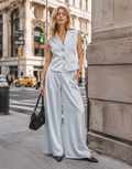 Satin Vest Top - Light Blue