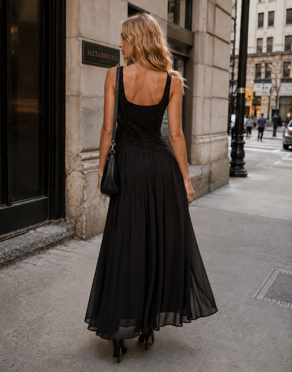 Sleeveless Full Length Evening Gown - Black