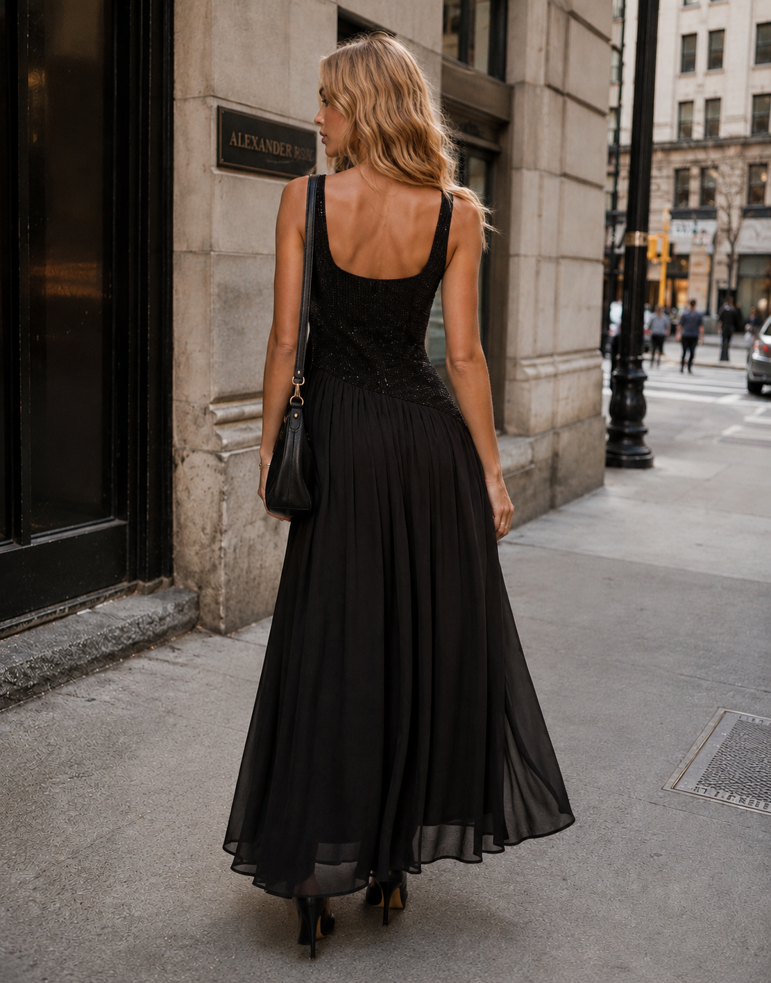 Sleeveless Full Length Evening Gown - Black