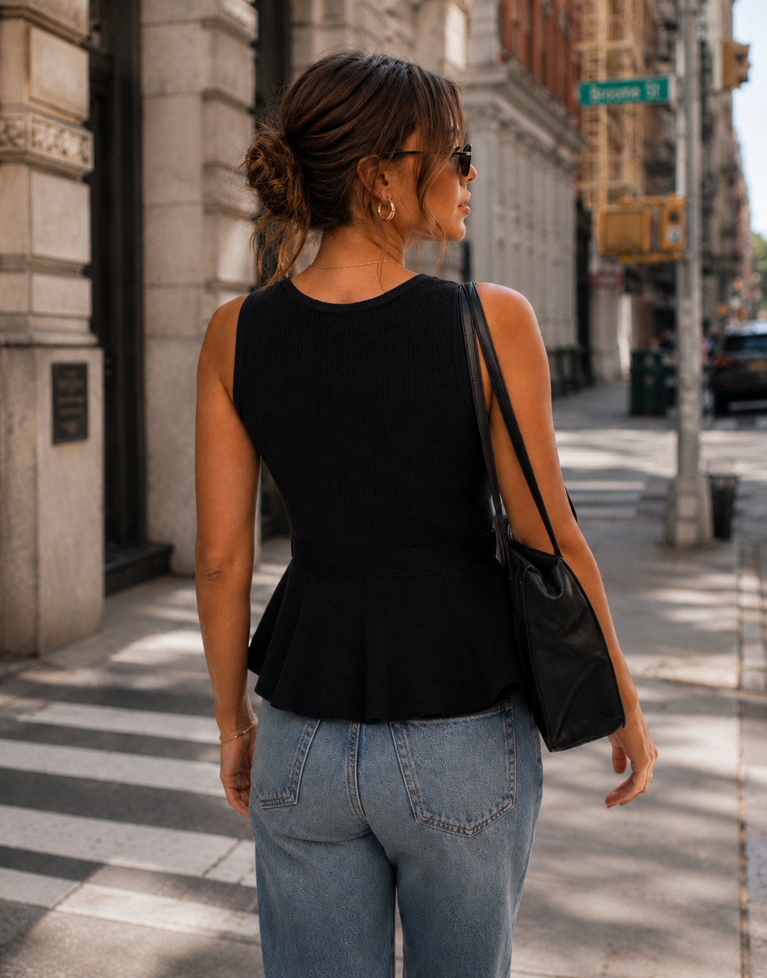 Peplum Tank Top - Black