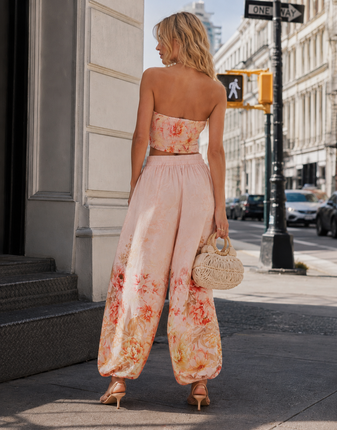 Floral Strapless Matching Set - Pink