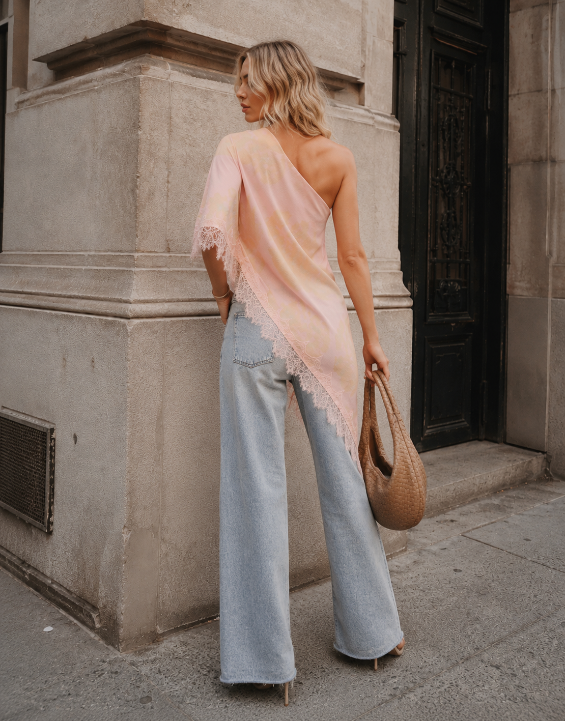 One Shoulder Asymmetrical Top - Pink