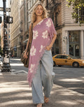 Asymmetrical Floral Top - Purple