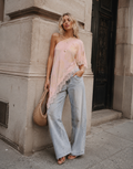One Shoulder Asymmetrical Top - Pink
