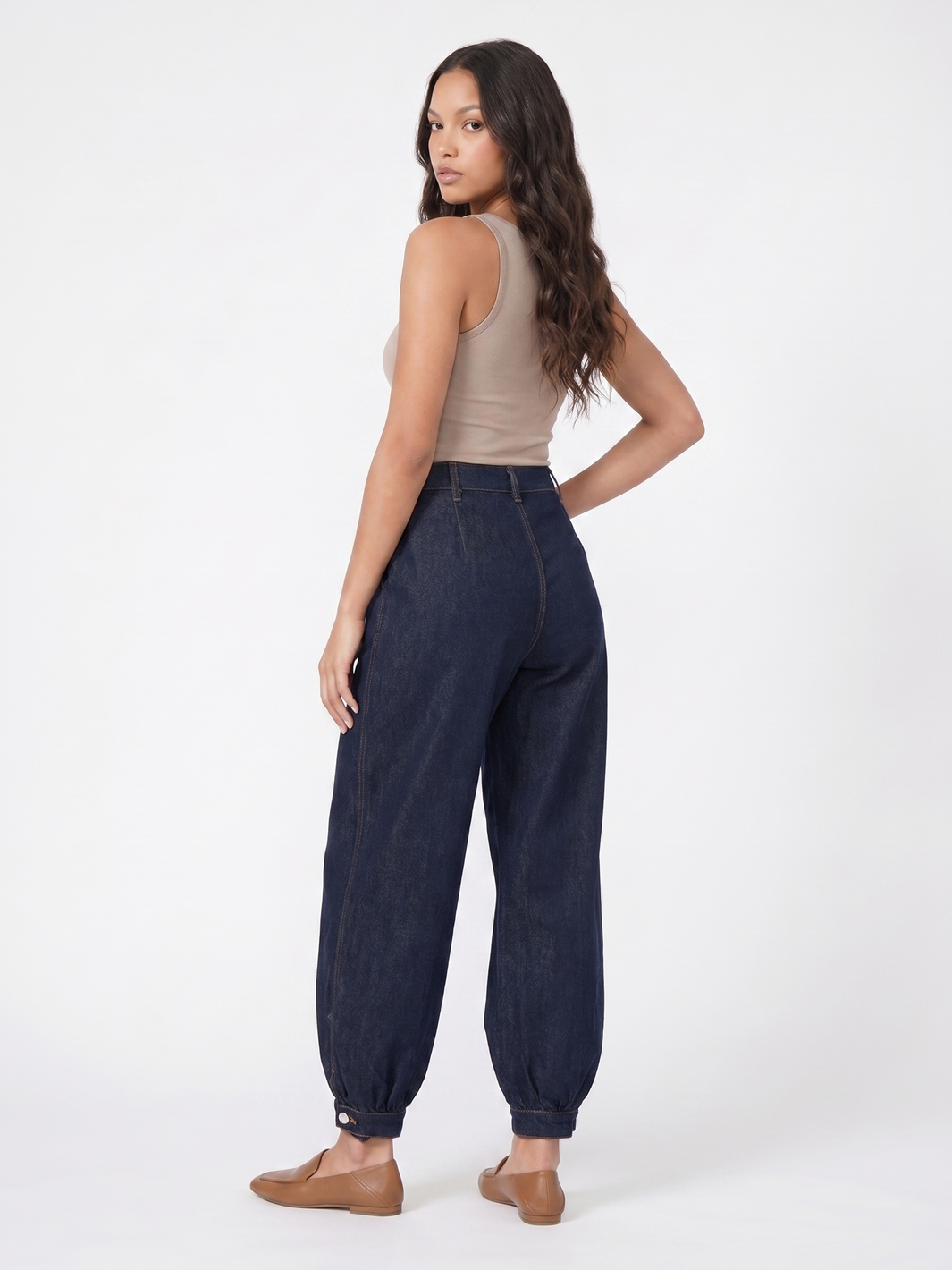 High Waisted Denim Pants - Denim
