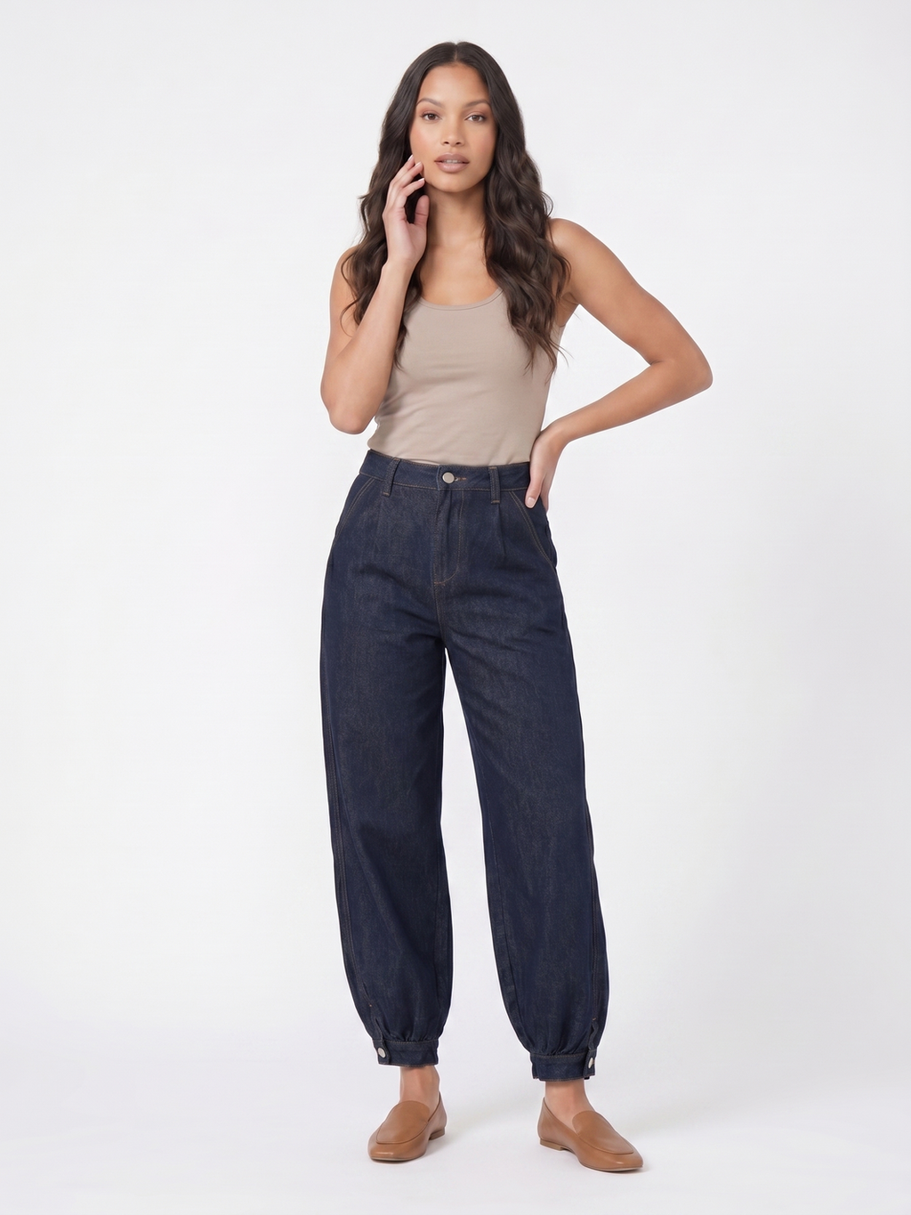 High Waisted Denim Pants - Denim