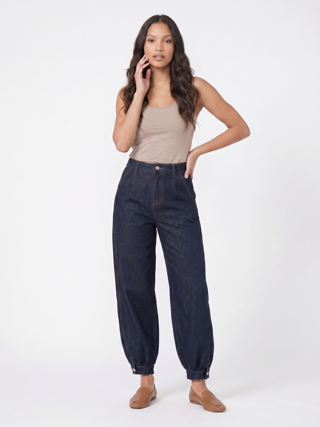 High Waisted Denim Pants - Denim