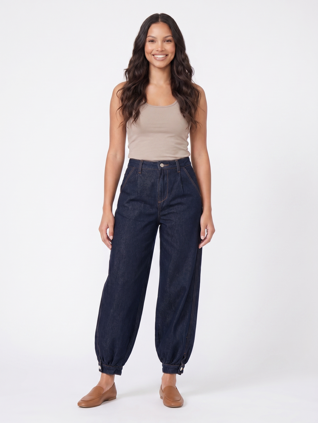 High Waisted Denim Pants - Denim