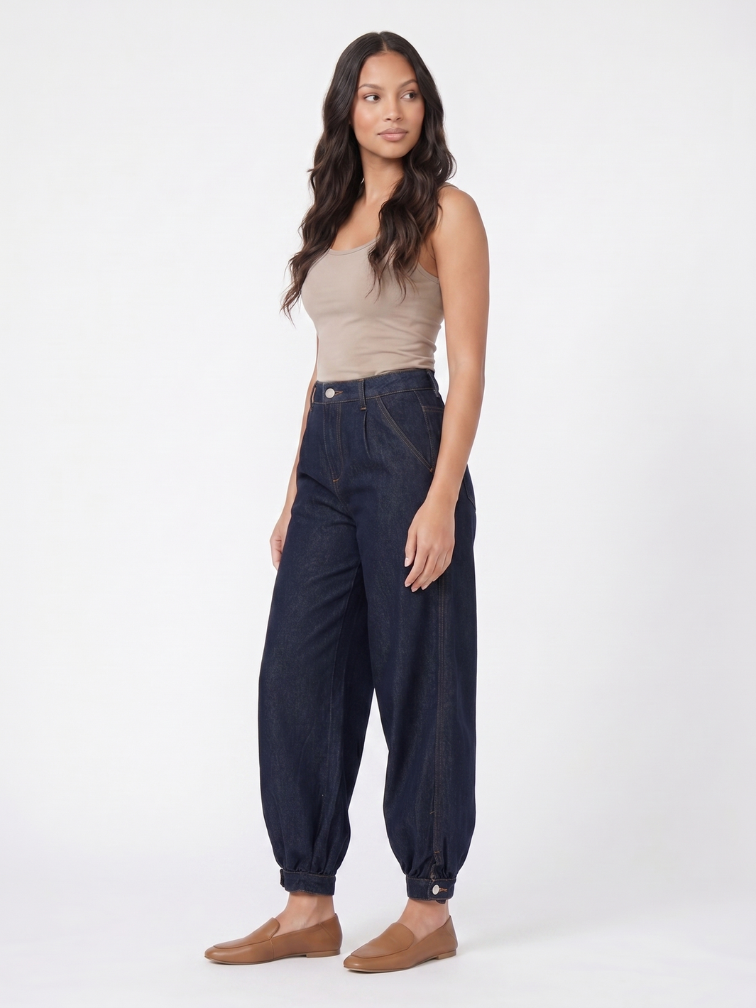 High Waisted Denim Pants - Denim