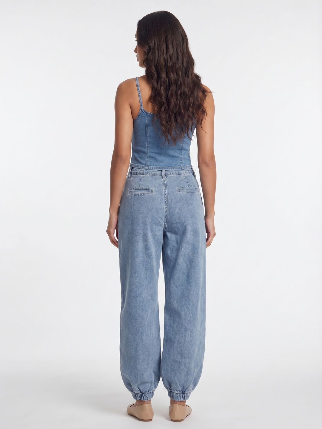 High Waisted Baggy Jeans - Light Denim