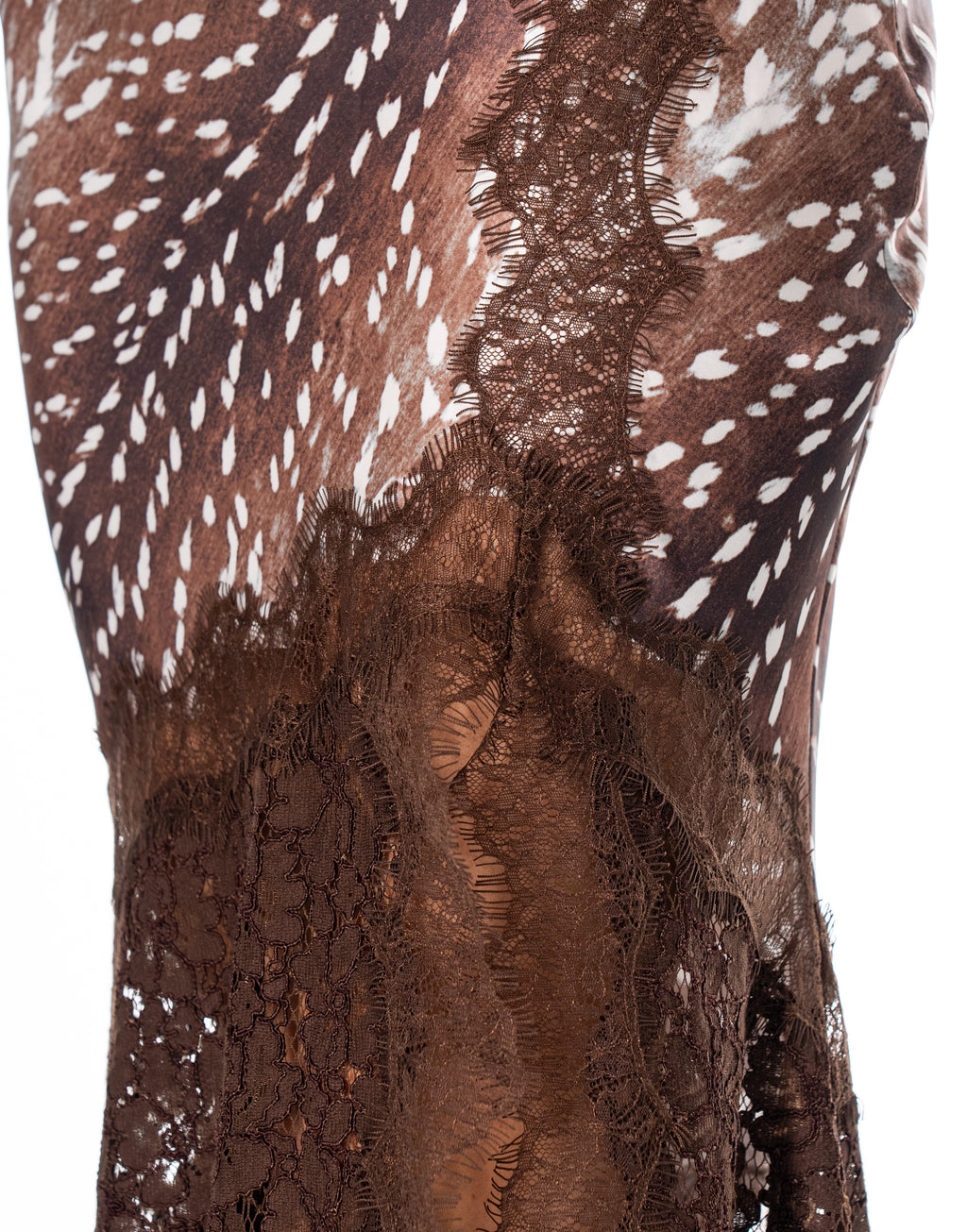 Lace Overlay Midi Skirt - Leopard