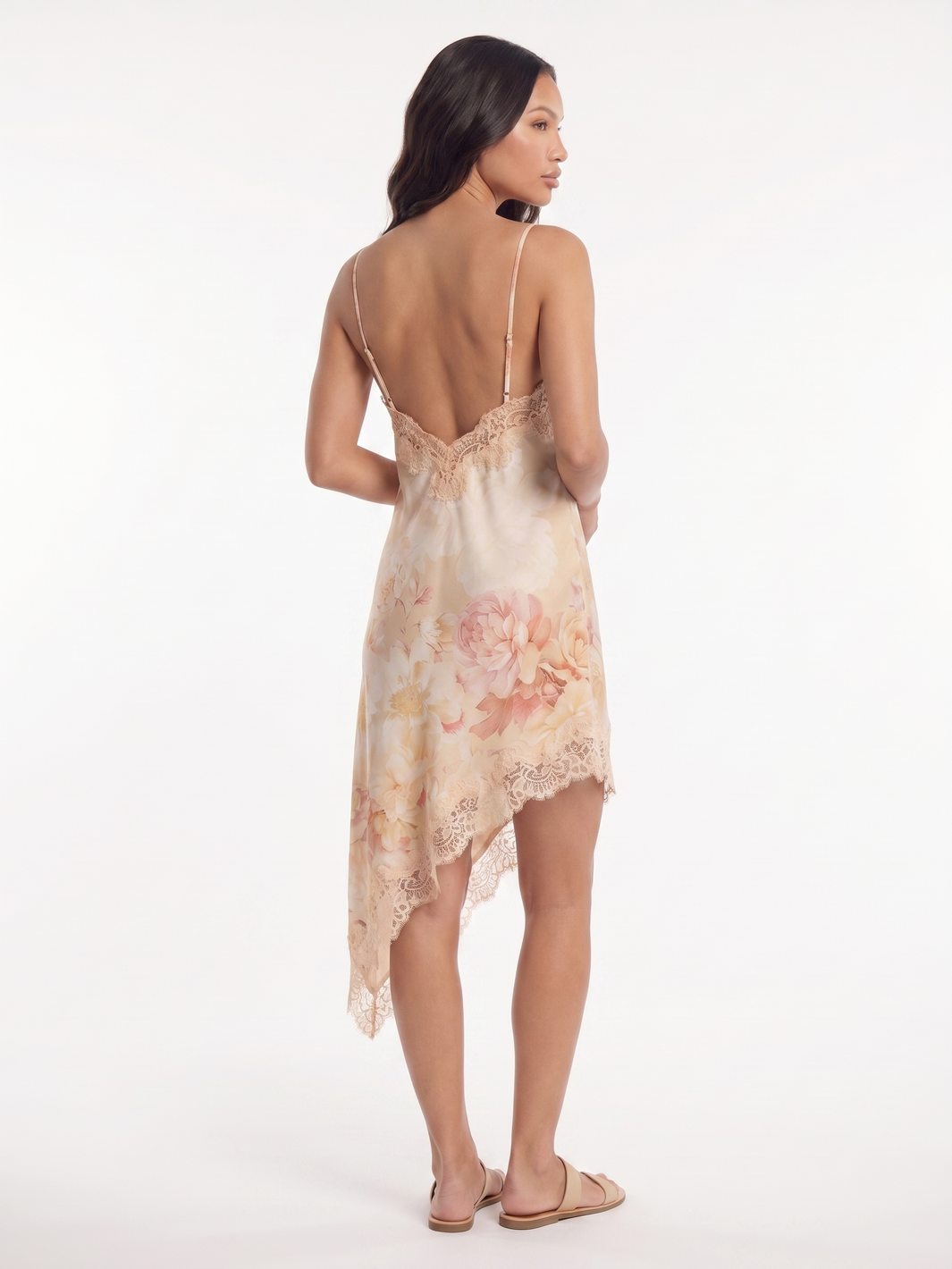 Asymmetrical Slip Dress - Beige