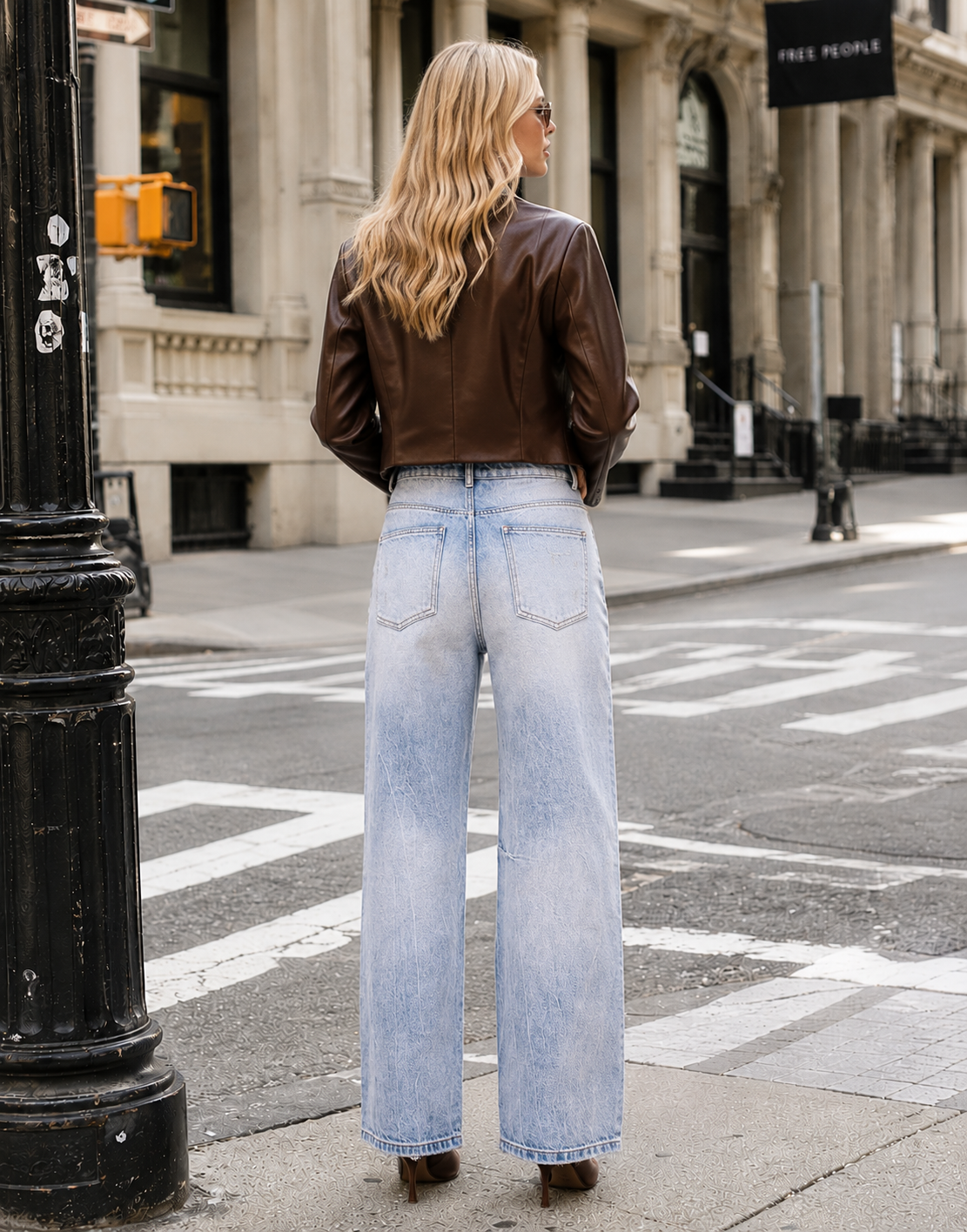 Distressed Wide-Leg Jeans - Denim