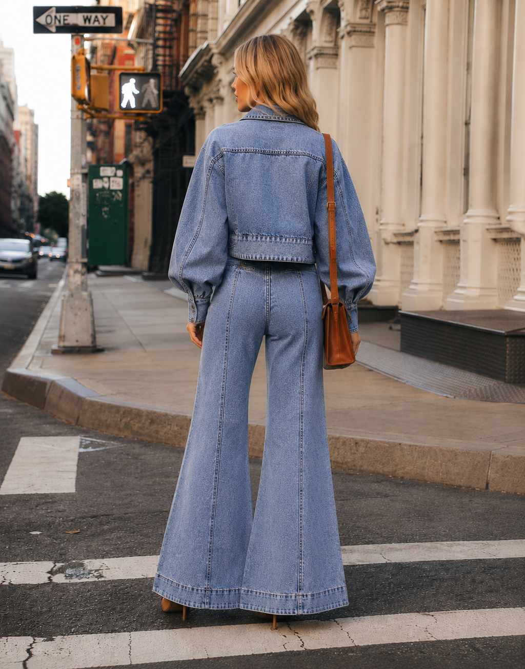 Wide-Leg Denim Jeans - Denim