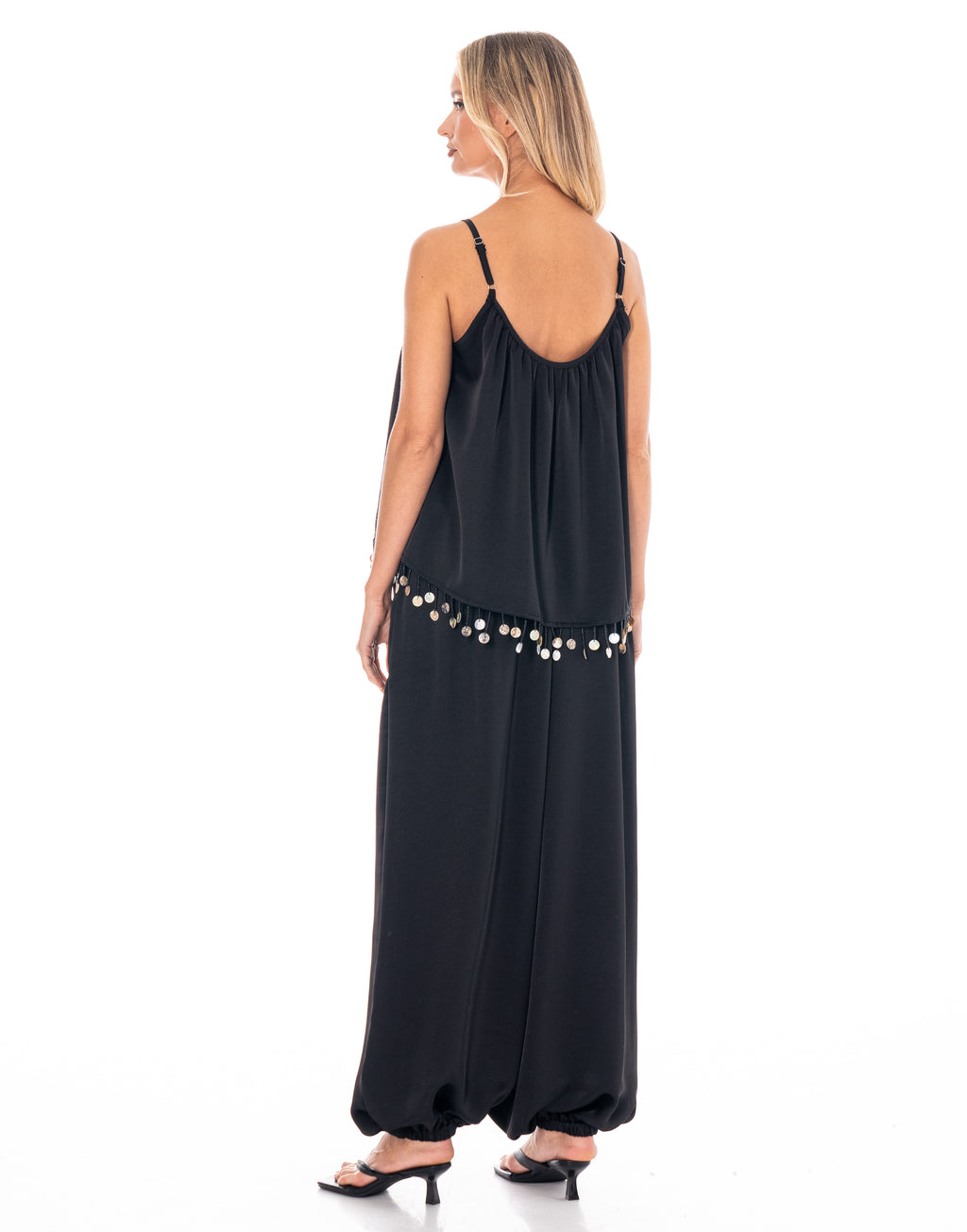 Cami And Flowy Pant Set - Black