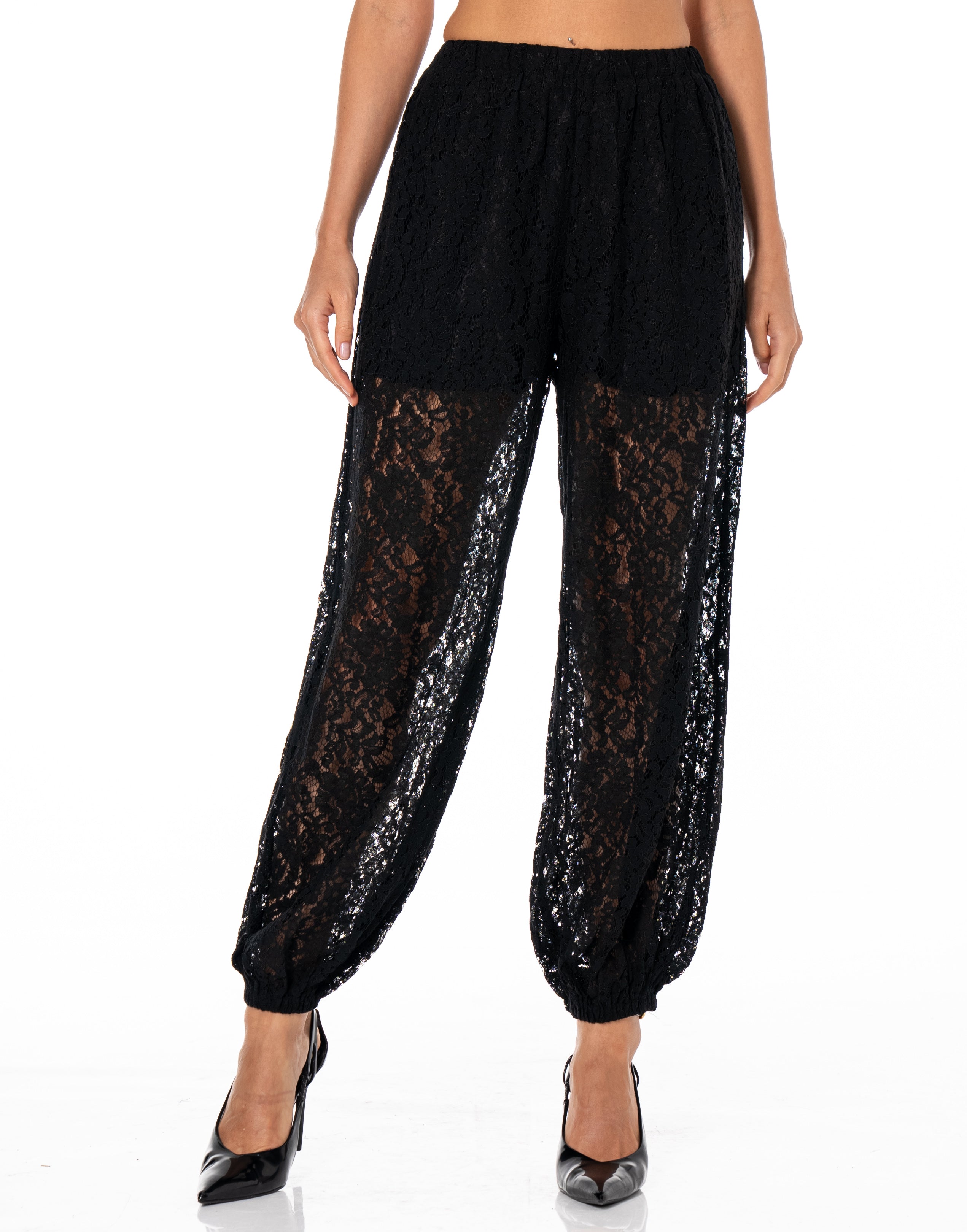 Sheer Balloon Pant - Black