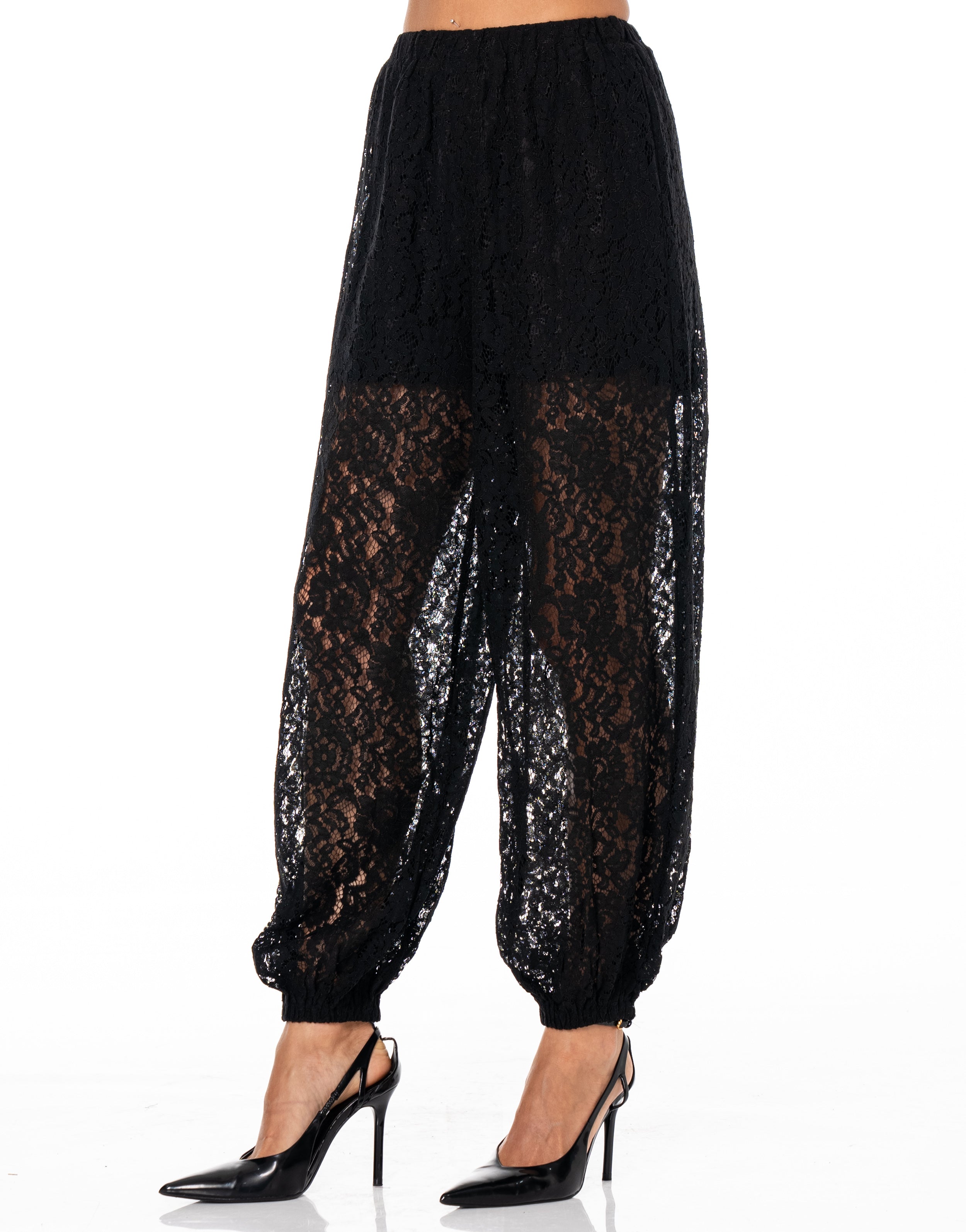 Sheer Balloon Pant - Black