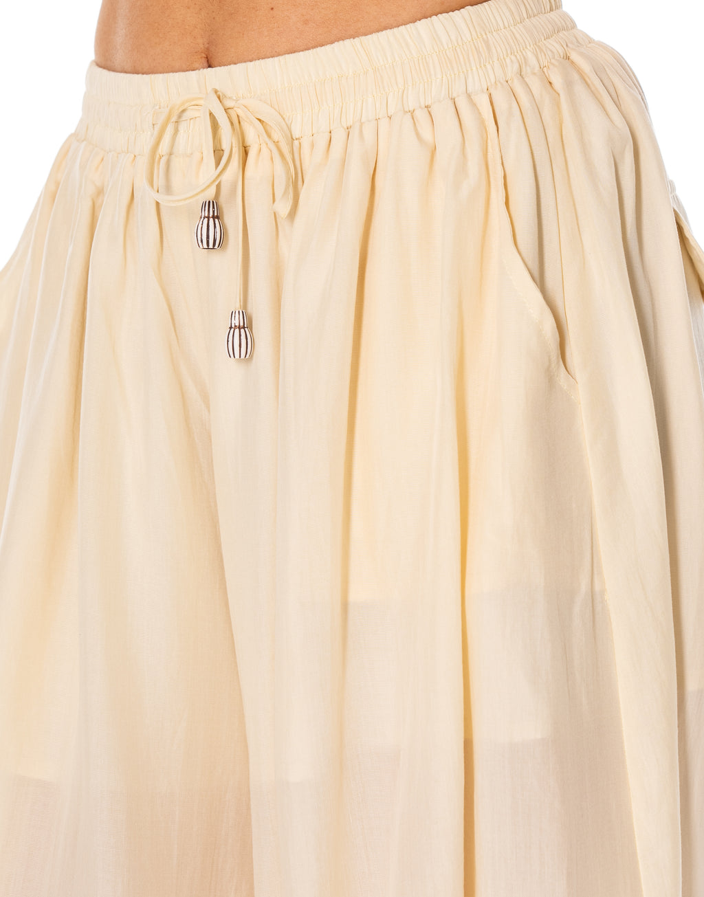 Lace-Panel Wide-Leg Pant - Yellow