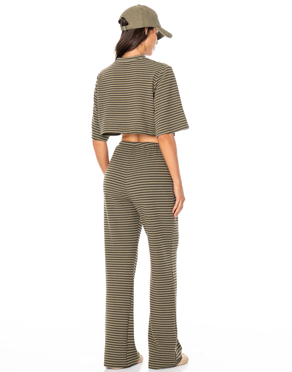 Striped Shirt And Wide-Pant Set - Mint