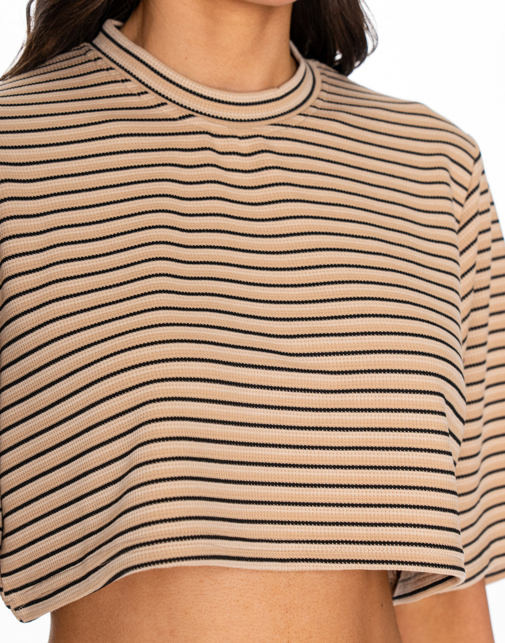 Striped Shirt And Wide-Pant Set - Camel