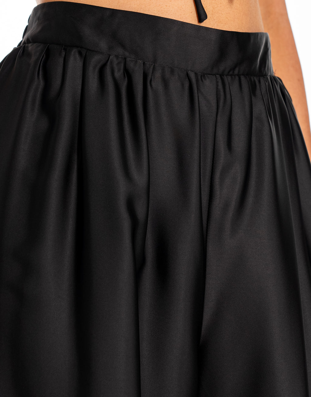 Satin Halter Drape Two-Piece - Black