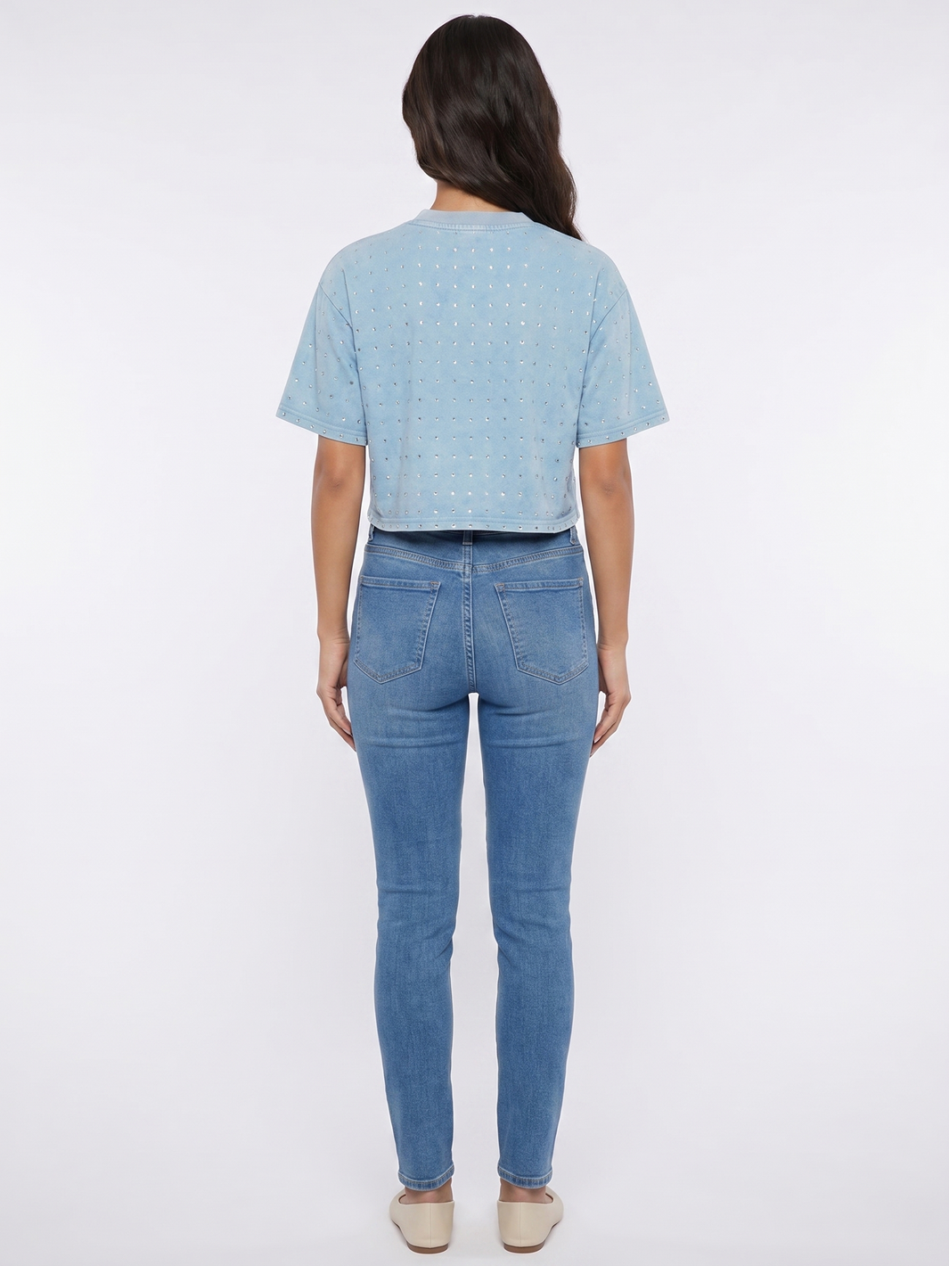 Cropped T Shirt - Light Blue