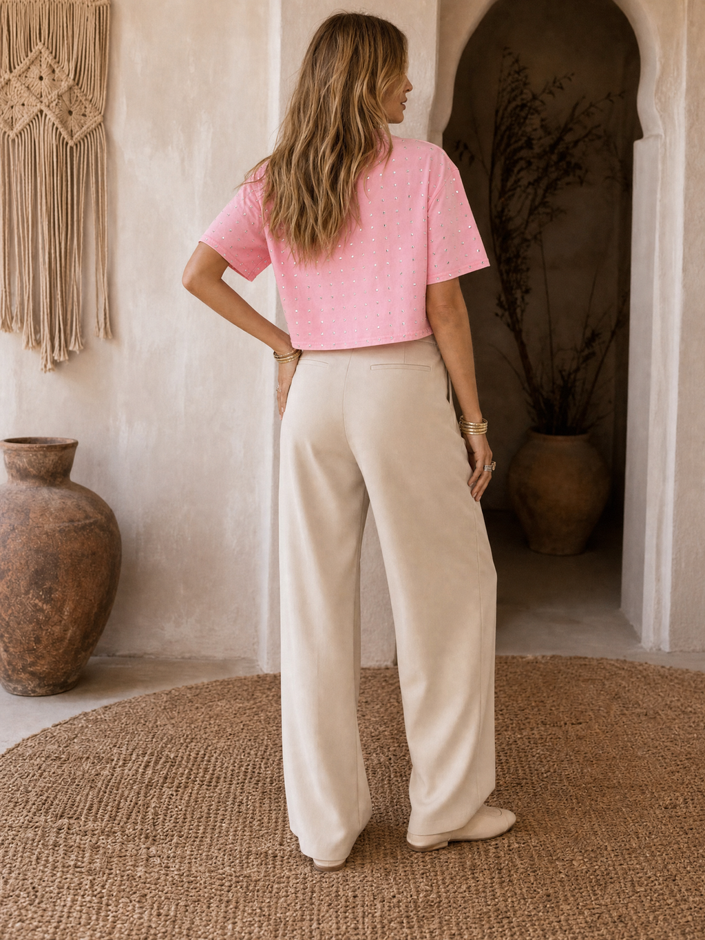 Cropped T Shirt - Pink