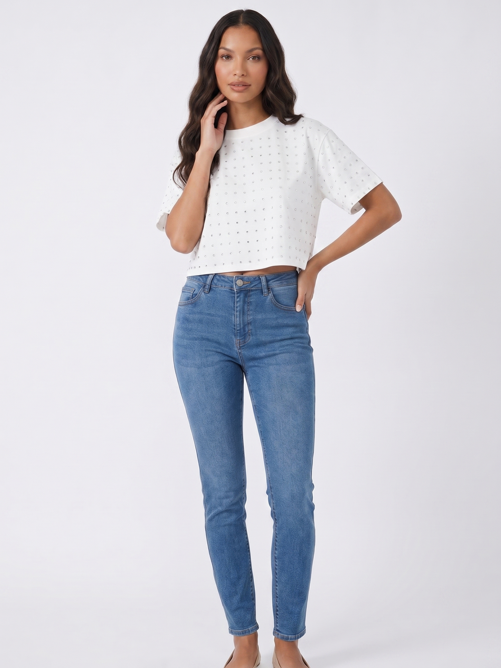 Cropped T Shirt - White