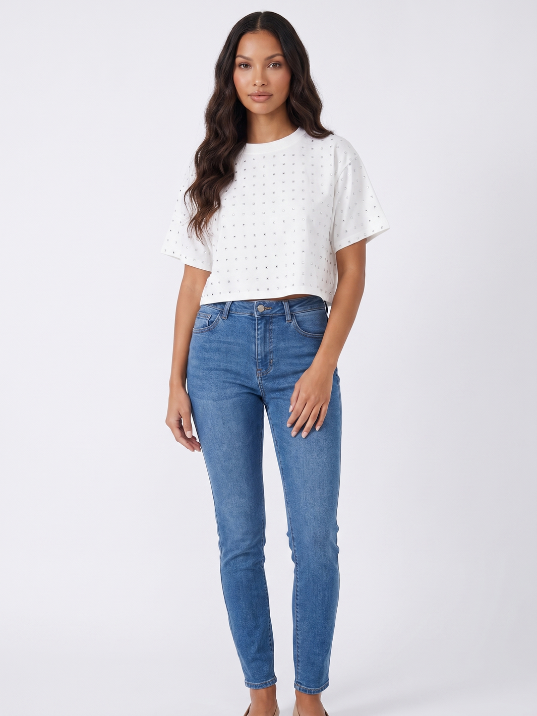 Cropped T Shirt - White