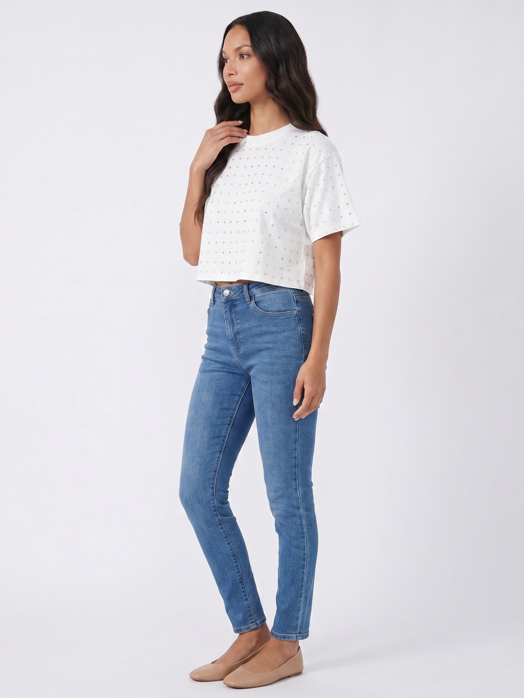 Cropped T Shirt - White