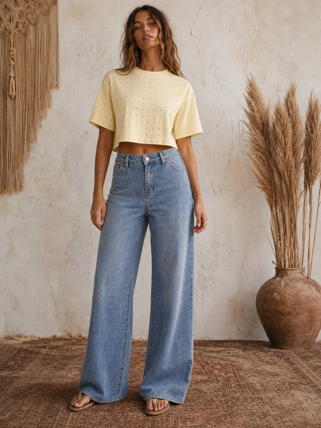 Short Sleeve Crop Top - Yellow