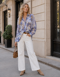 Printed Long-Sleeve Button-Down Shirt - Multi
