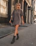 Pink Mini T-Shirt Dress - Brown