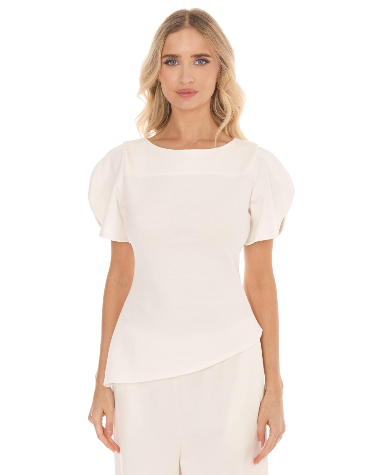 Asymmetrical Knit Top - White
