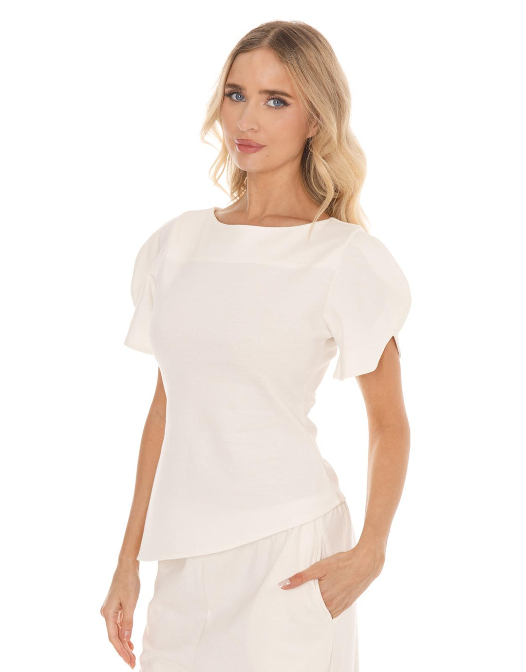 Asymmetrical Knit Top - White