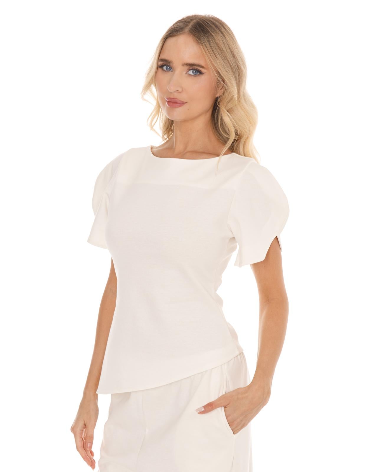 Asymmetrical Knit Top - White