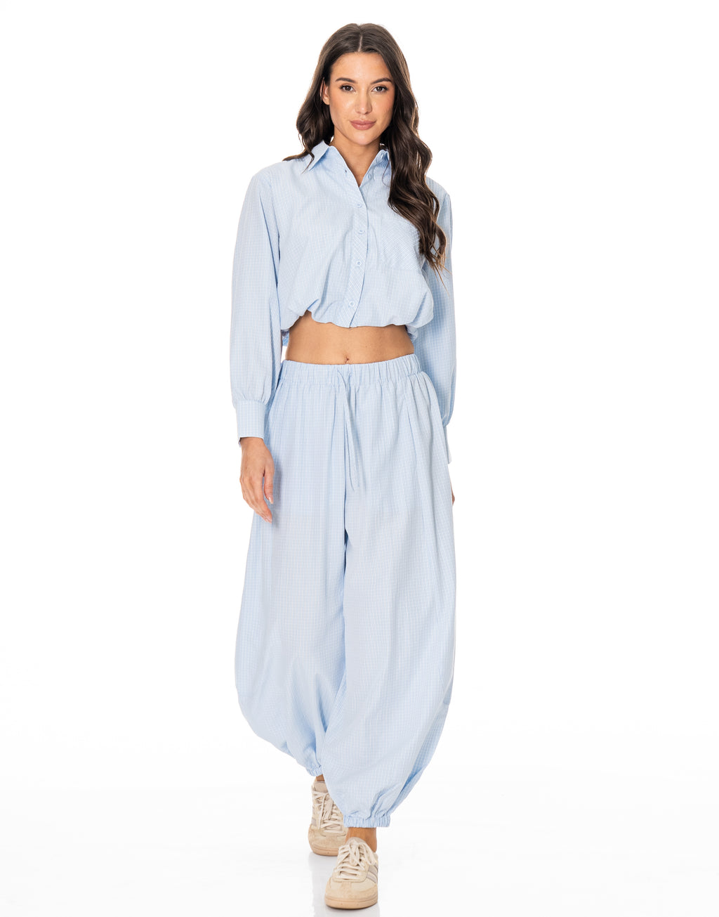 Striped Shirt And Pant Set - Blue