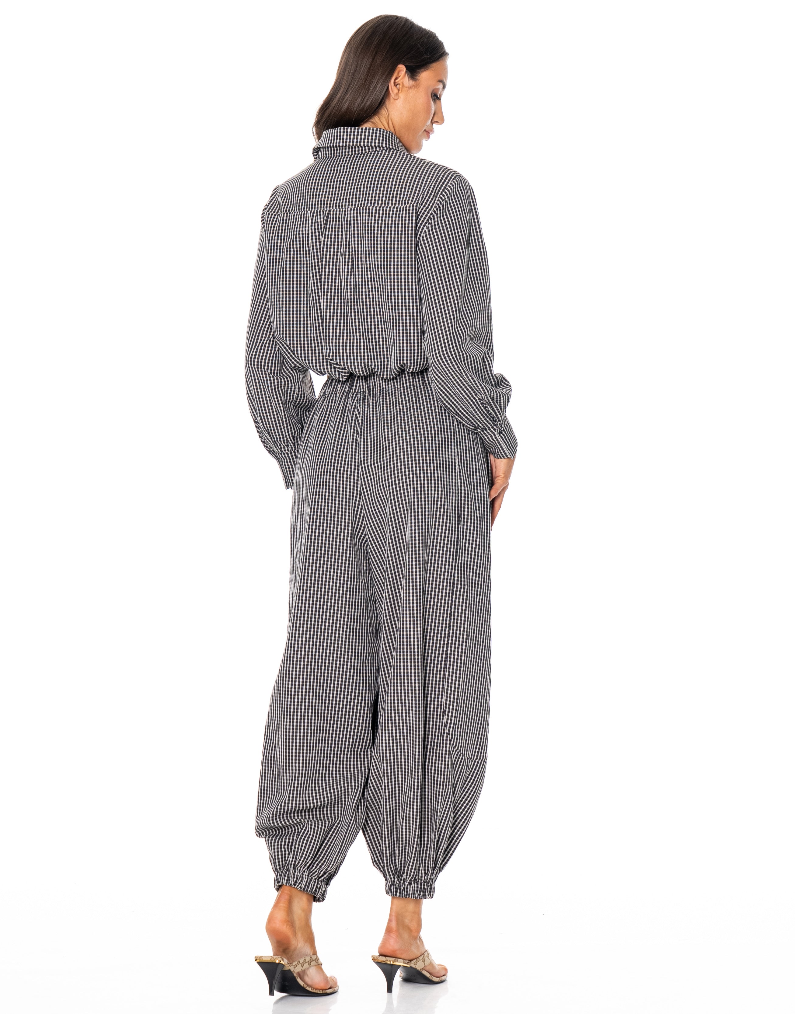 Striped Shirt And Pant Set - Black