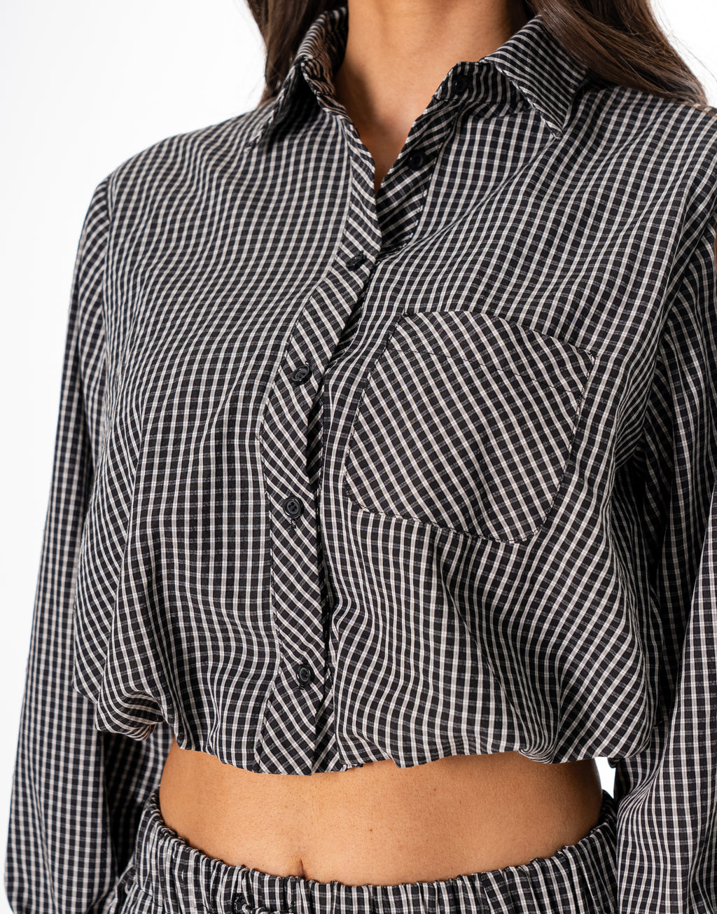 Striped Shirt And Pant Set - Black
