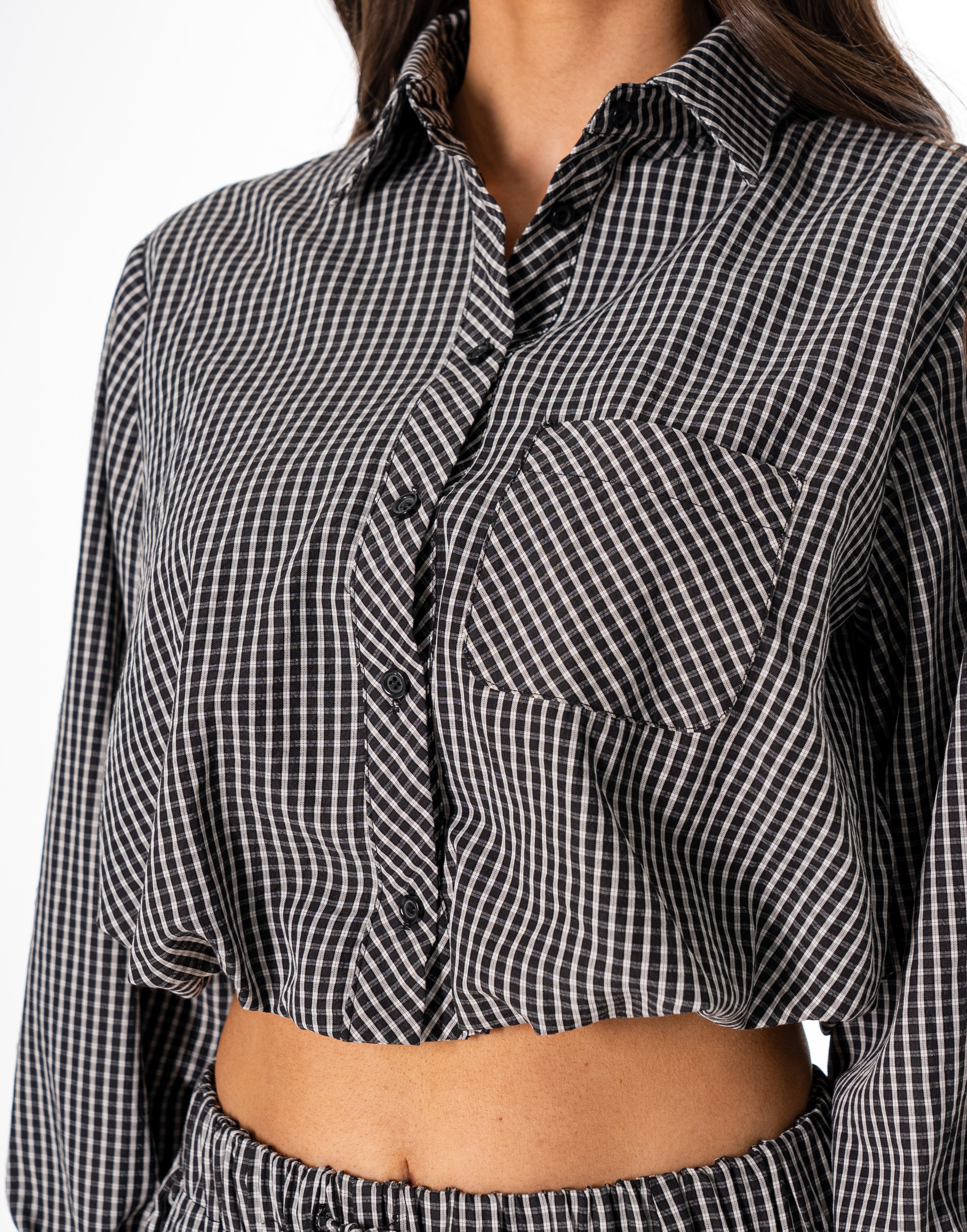 Striped Shirt And Pant Set - Black