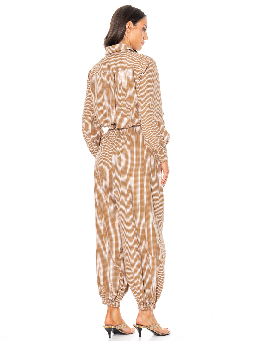 Striped Shirt And Pant Set - Brown